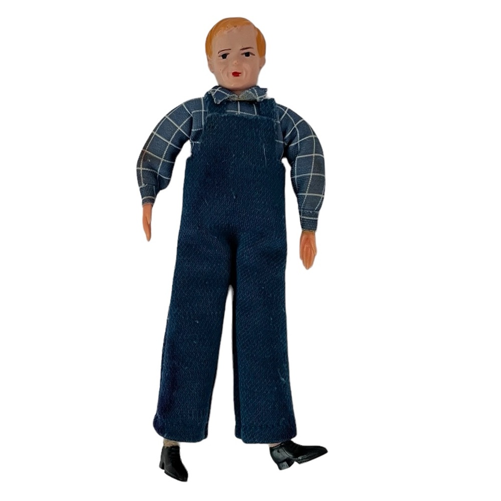 Vintage German Caco Doll Male In Overalls Farmer Dad